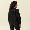 Chemise manches longues broderie coton noir femme