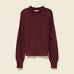 Pull col montant manches longues bordeaux femme