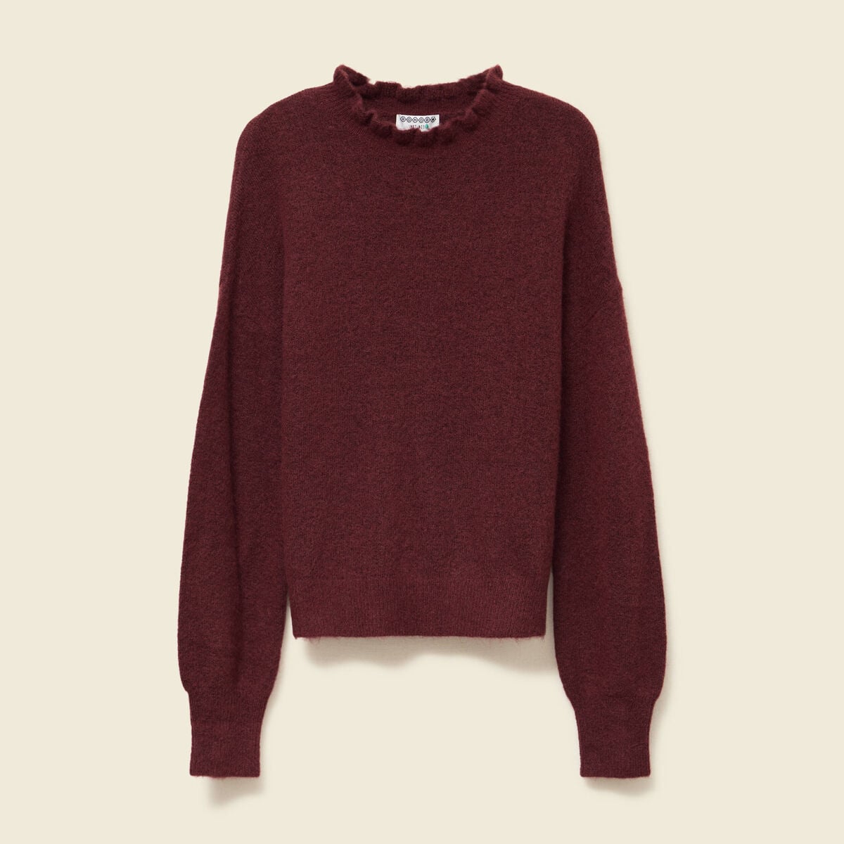 Pull col montant manches longues bordeaux femme