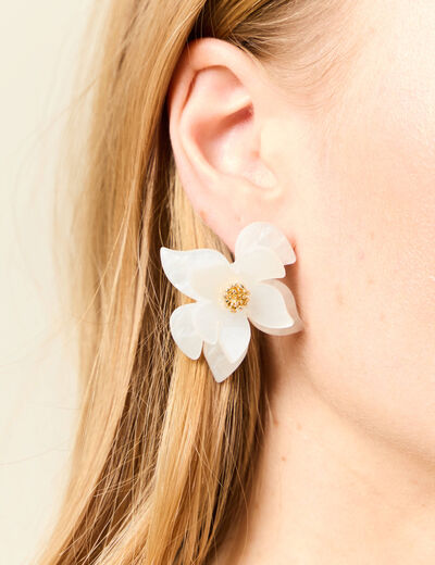 Boucles d'oreilles clous blanc femme