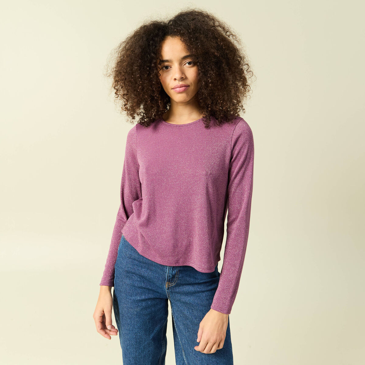 T-shirt manches longues violet femme
