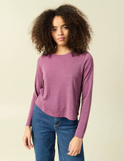 T-shirt manches longues violet femme
