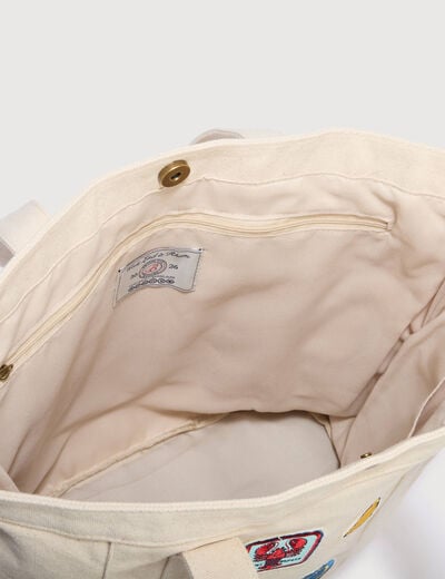 Sac bandouli&egrave;re en coton doubl&eacute; multicolore femme