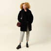 Manteau long laine mouton noir femme