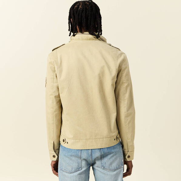 blouson style biker zippe beige homme Blouson style biker zippé beige homme