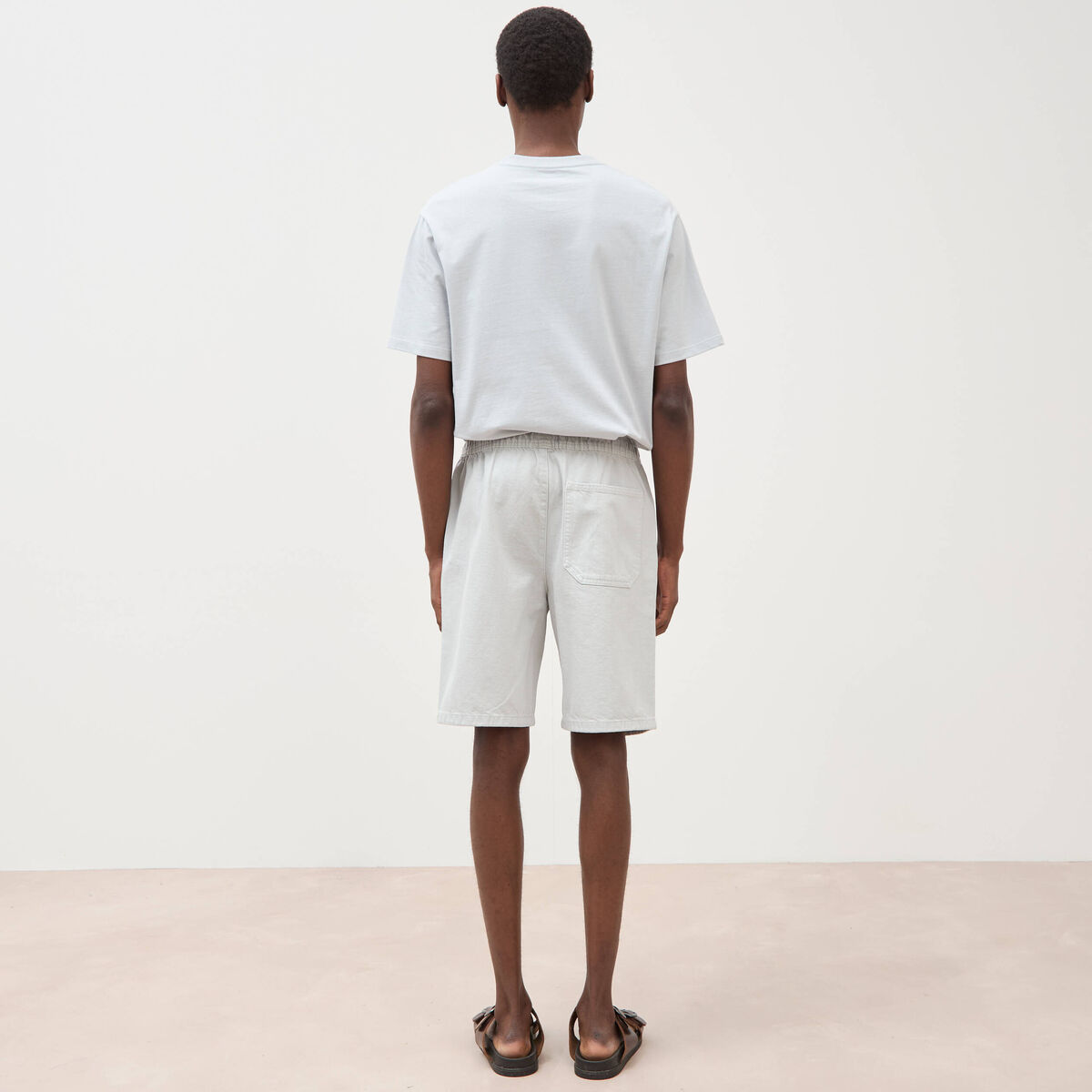Bermuda en coton gris clair homme