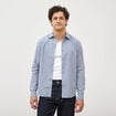 Chemise col am&eacute;ricain manches longues bleu gris homme