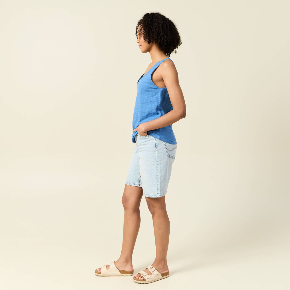 Débardeur sans manches bleu femme