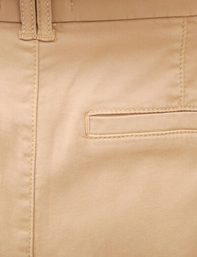 Chino cigarette 7/8&egrave;me taille haute marron clair femme