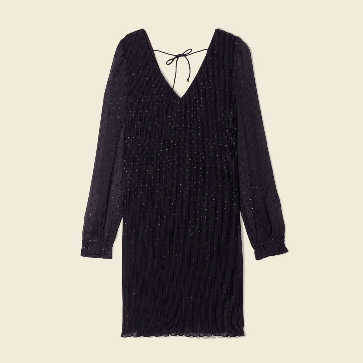 Robe trapèze plissée noir femme