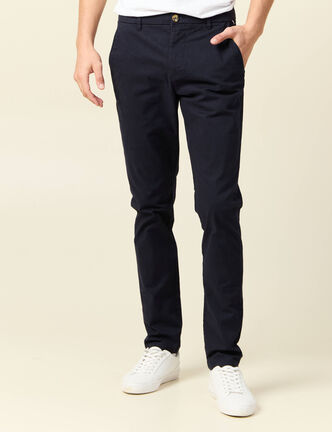 Pantalon chino longueur 32 bleu fonc&eacute; homme