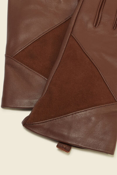 Gants en cuir marron foncé femme