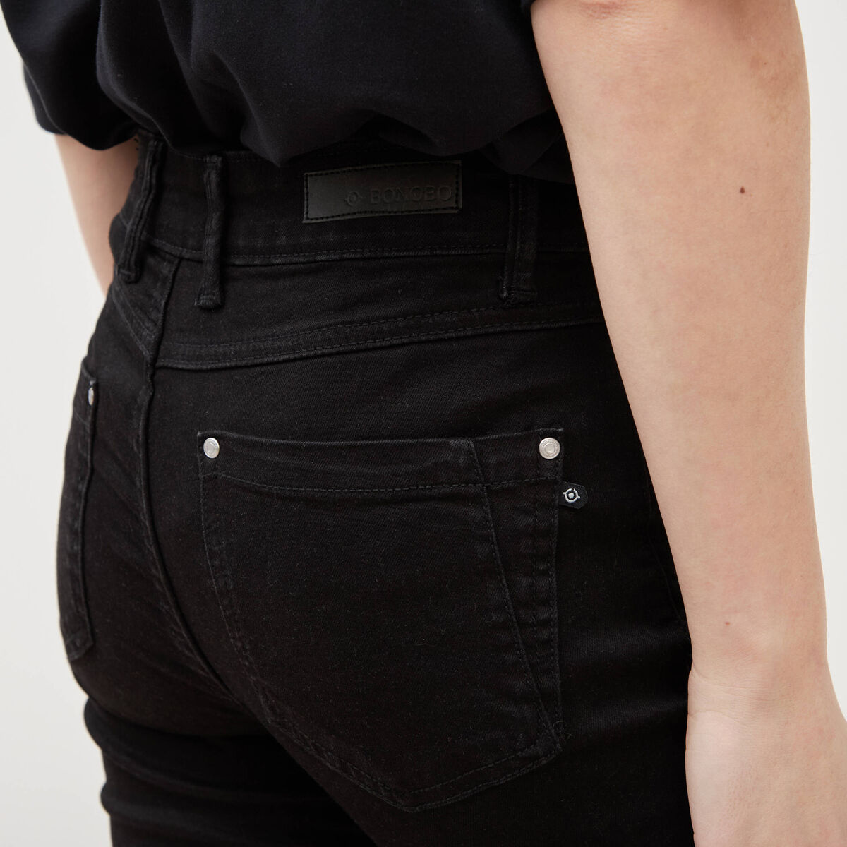 Jeans regular 5 poches denim noir femme