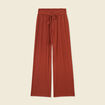 Pantalon large fluide noeud marron cognac femme
