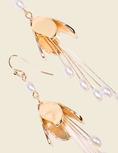Boucles d'oreilles pendantes ecru femme