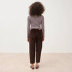 Pantalon barrel taille haute velours marron femme