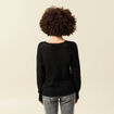 Pull manches longues col rond noir femme