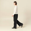 Pull ajour&eacute; col bateau manches longues ecru femme