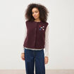 Cardigan droit sans manches doubl&eacute; bordeaux femme
