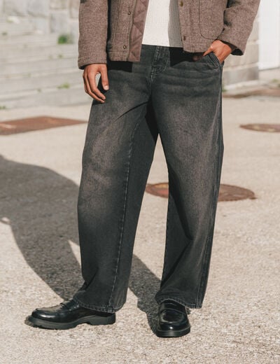 Jeans loose longueur 32 en coton denim noir homme
