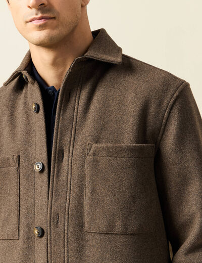 Surchemise boutonn&eacute;e marron fonc&eacute; homme