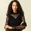 Blouse transparente manches longues noir femme
