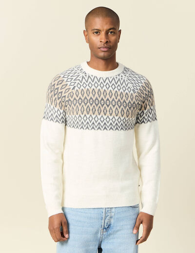 Pull manches longues ecru homme