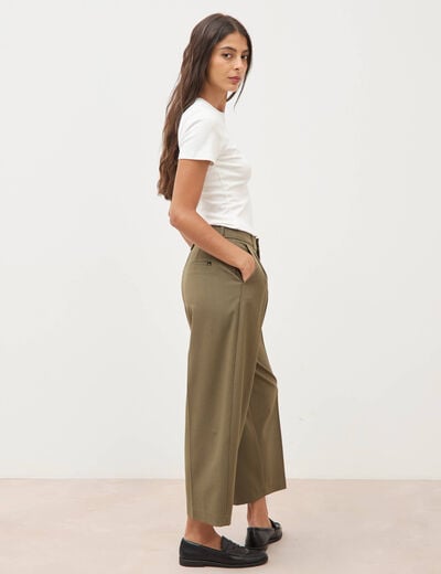 Pantalon barrel vert olive femme
