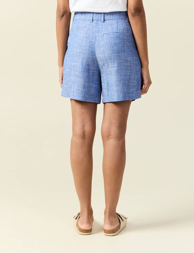 Short droit avec pinces bleu femme