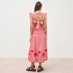 Robe col v manches volantes en coton rouge femme