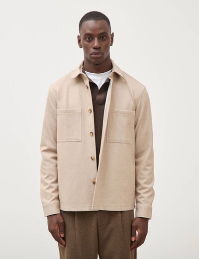 Surchemise droite col am&eacute;ricain beige homme