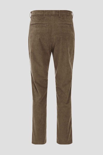 Pantalon tapered velours taupe homme