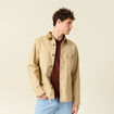 Veste boutonnée col velours beige homme