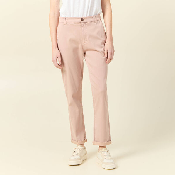 Pantalon chino cigarette rose clair femme