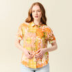 Chemise manches courtes orange corail femme