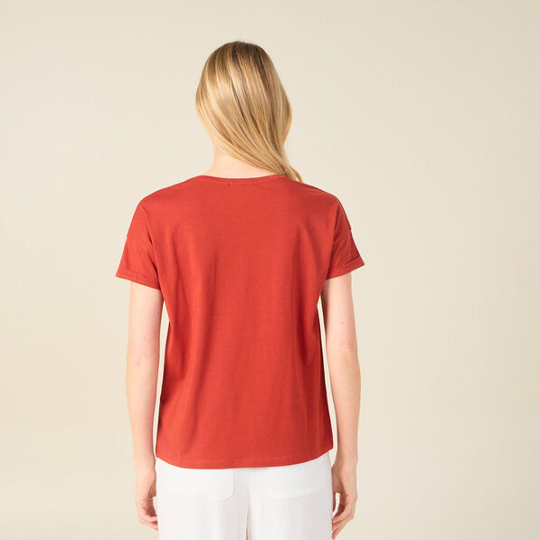 t shirt eco responsable rouge fonce femme T-shirt éco-responsable rouge foncé femme