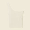 Pull asymétrique creme femme