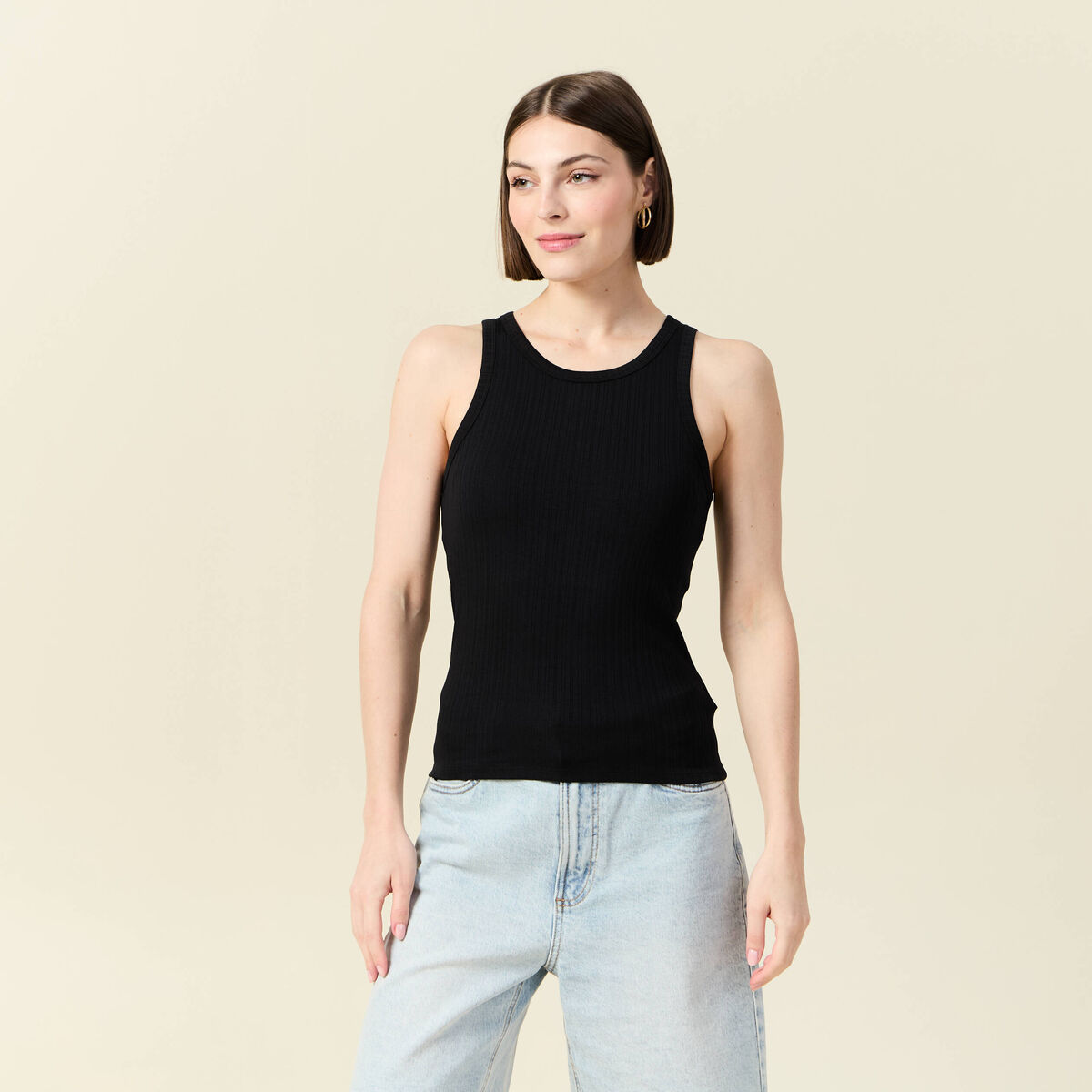 Débardeur 2 en 1 avec brassière intégrée noir femme