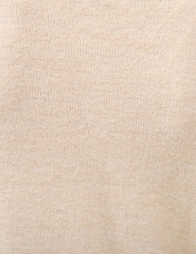 Gilet droit col rond manches longues creme femme