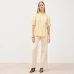 Chemise en coton manches coude jaune clair femme
