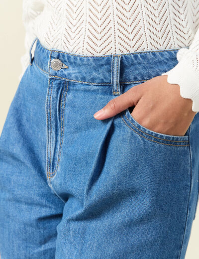Short droit en jean à pinces denim baby bleu femme