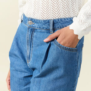short droit en jean a pinces denim baby bleu femme Short droit en jean à pinces denim baby bleu femme