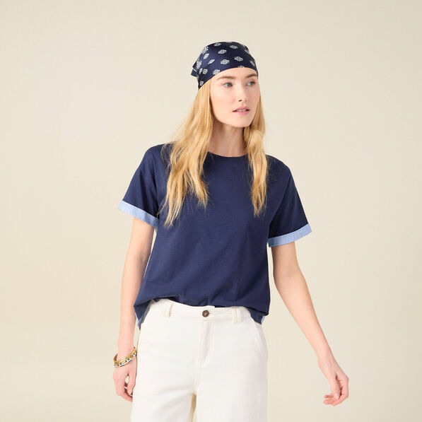 T-shirt manches courtes bleu marine femme