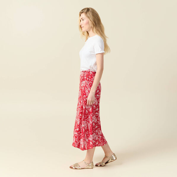 Jupe longue portefeuille rouge femme