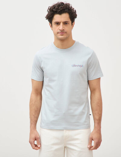 T-shirt droit en coton col rond gris clair homme