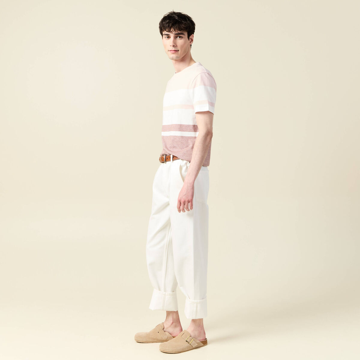 T-shirt manches courtes rose pastel homme