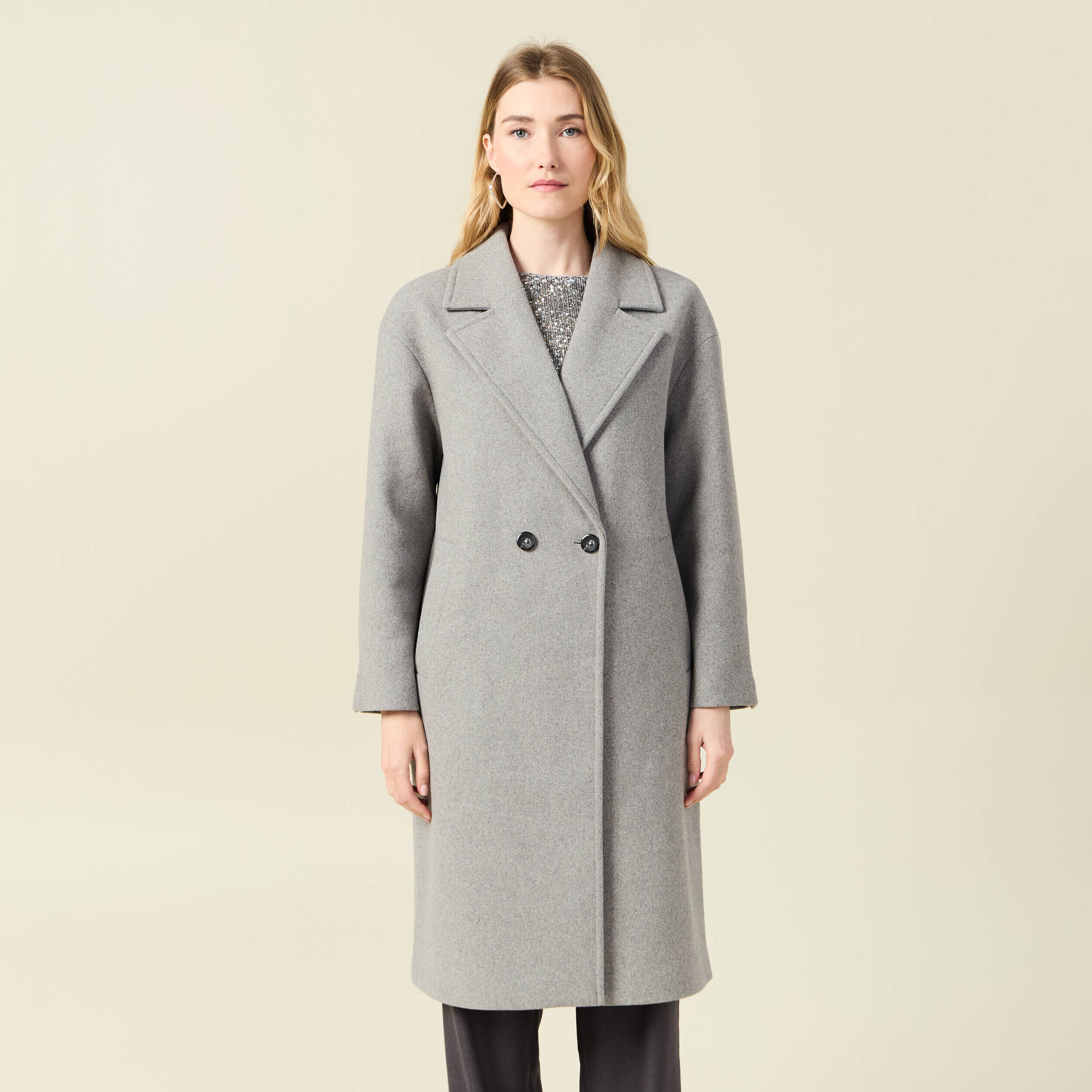 Manteau cintré gris femme new arrivals