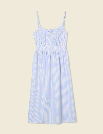 Robe longue trapèze bleu ciel femme