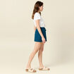 Short droit taille élastiquée bleu pétrole femme