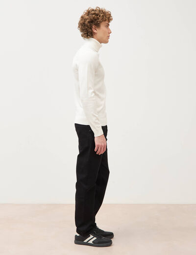 Pull fin col montant manches longues ecru homme